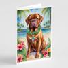 Caroline's Treasures Dogue de Bordeaux Luau Greeting Cards Pack of 8 Blank Cards with Envelopes Whimsical A7 Size 5x7 Blank Note Cards view 1