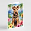 Caroline's Treasures Airedale Terrier Luau Greeting Cards Pack of 8 Blank Cards with Envelopes Whimsical A7 Size 5x7 Blank Note Cards view 1