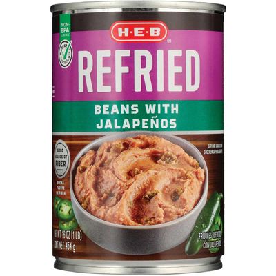 NineLife Basics HEB Refried Beans with Jalapenos 16 oz 4 Cans