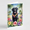 Caroline's Treasures Black Labrador Retriever Luau Greeting Cards Pack of 8 Blank Cards with Envelopes Whimsical A7 Size 5x7 Blank Note Cards view 1