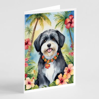 Caroline's Treasures Havanese Luau Greeting Cards Pack of 8 Blank Cards with Envelopes Whimsical A7 Size 5x7 Blank Note Cards