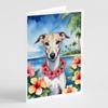 Caroline's Treasures Whippet Luau Greeting Cards Pack of 8 Blank Cards with Envelopes Whimsical A7 Size 5x7 Blank Note Cards view 1