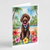 Caroline's Treasures Labradoodle Luau Greeting Cards Pack of 8 Blank Cards with Envelopes Whimsical A7 Size 5x7 Blank Note Cards view 1