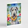 Caroline's Treasures Irish Wolfhound Luau Greeting Cards Pack of 8 Blank Cards with Envelopes Whimsical A7 Size 5x7 Blank Note Cards view 1