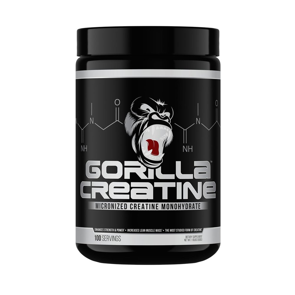 Gorilla Mind Creatine Monohydrate Micronized Powder, Improved Muscle Size, Power Output and Strength, 5 Grams per Serving, 100 Servings
