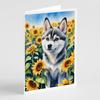 Caroline's Treasures Alaskan Klee Kai in Sunflowers Greeting Cards Pack of 8 Blank Cards with Envelopes Whimsical A7 Size 5x7 Blank Note Cards view 1