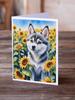 Caroline's Treasures Alaskan Klee Kai in Sunflowers Greeting Cards Pack of 8 Blank Cards with Envelopes Whimsical A7 Size 5x7 Blank Note Cards view 2