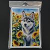 Caroline's Treasures Alaskan Klee Kai in Sunflowers Greeting Cards Pack of 8 Blank Cards with Envelopes Whimsical A7 Size 5x7 Blank Note Cards view 3