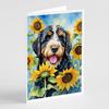 Caroline's Treasures Bernedoodle in Sunflowers Greeting Cards Pack of 8 Blank Cards with Envelopes Whimsical A7 Size 5x7 Blank Note Cards view 1