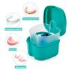 2 Pack Color Retainer Cleaner Case Denture Cups for Soaking Dentures, False Teeth Container Partial Denture Cleaning Case with Lid Travel - Lake Green and Dark Blue view 3