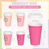 Purhapfre 80 Pcs 12 oz Pink Disposable Coffee Cups with Lids Hot Pink Light Pink Gradient Paper Cups for Hot and Cold Beverage Water Juice Coffee Tea Party Wedding Bride Shower Supplies  view 2