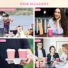 Purhapfre 80 Pcs 12 oz Pink Disposable Coffee Cups with Lids Hot Pink Light Pink Gradient Paper Cups for Hot and Cold Beverage Water Juice Coffee Tea Party Wedding Bride Shower Supplies  view 4