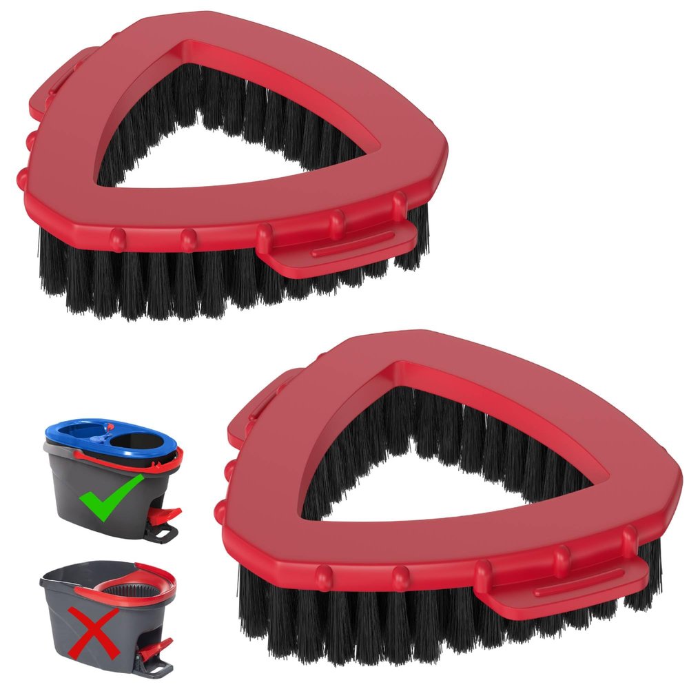 Aifacay 2-Pack Spin Mop Scrub Brush Replacement Heads Compatible with O-Cedar RinseClean 2-Tank System, Triangular Hard-Bristle Scrubber Mop Head for Kitchen and Bathroom Deep Cleaning