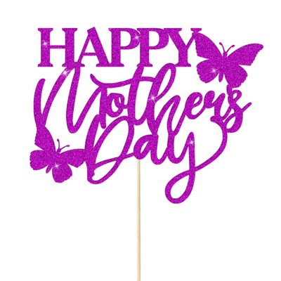 Mothers Day Cake Topper Gifts Happy Mothers Day Cake Topper 11 Colors Glitter Cake Toppers Gifts Cake Decorations for Best Mom Mummy Mother(Purple)