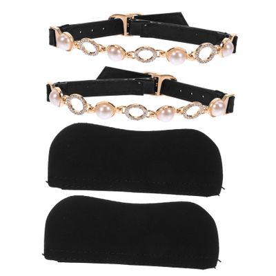 Beatifufu 2pcs Elastic Heel Straps Detachable Shoelaces for High Heels Rhinestone Pearl Decor