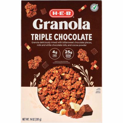 HEB Triple Chocolate Granola 14 oz 2 Boxes