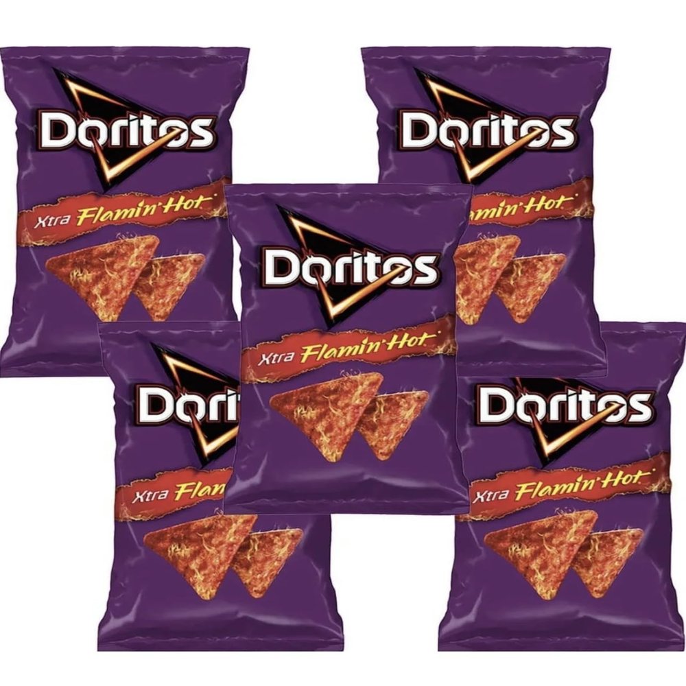 Frituras EXTRA FLAMIN HOT 50g Box W/5 bags papas snacks Mexican Chips