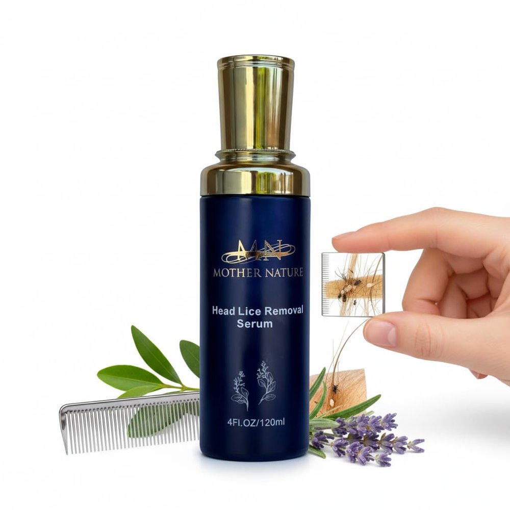 Mother Nature Lice & Nit Treatment Serum | Head Lice Removal Oil Prep Kit for Kids & Family | Soothing Scalp Formula with Organic Coconut, Rosemary & Lavender Oils | Gentle & Effective 120ml