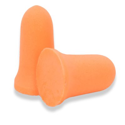 212 Performance Disposable Foam Ear Plugs 33 dB NRR, Bell Shape, High-Viz Orange Ear Pro for Construction and Shop, Individually Wrapped 200-Pair Box