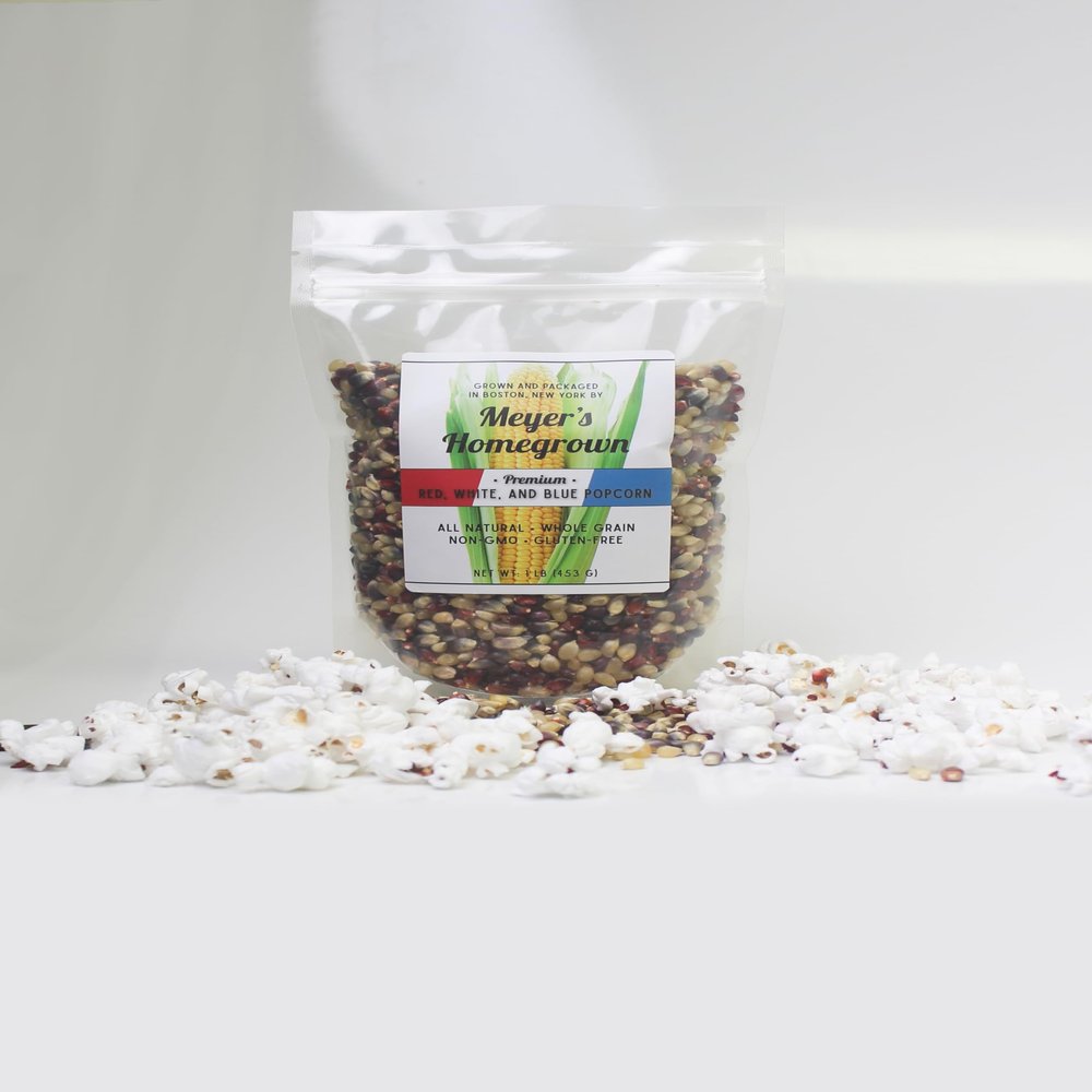 Meyer's Homegrown Premium Red, White and Blue Popcorn, 1lbs Bag, Mixed Texture & Taste, no GMO/Peanuts/Tree Nuts/Gluten, Your New Favorite Snack