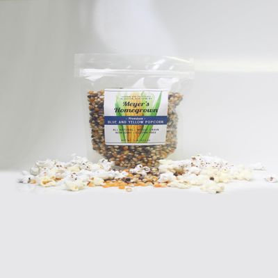 Meyer's Homegrown Premium Blue and Yellow Popcorn, 1lb Bag, No GMO/Peanuts/Tree Nuts, Crunchy Butterfly Flakes, Your New Favorite Snack