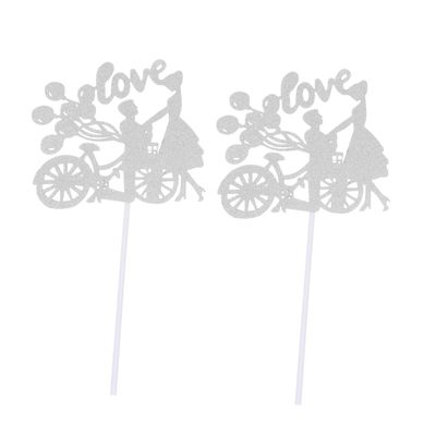 Gogogmee 20pcs Silver Couple Cake Toppers Decorative Cupcake Picks for Valentine's Day Birthday Parties and Themed Celebrations Paper Inserts for Cakes and Desserts