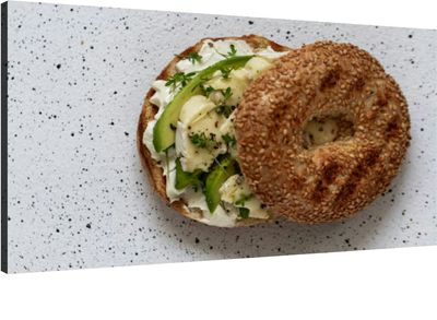 Canvas Wall Art for Living Room Bedroom A bagel cream cheese avocado blue cheese and microgreen Big Large Wall Art Decor Framed Painting Wall Pictures Prints Artwork Office