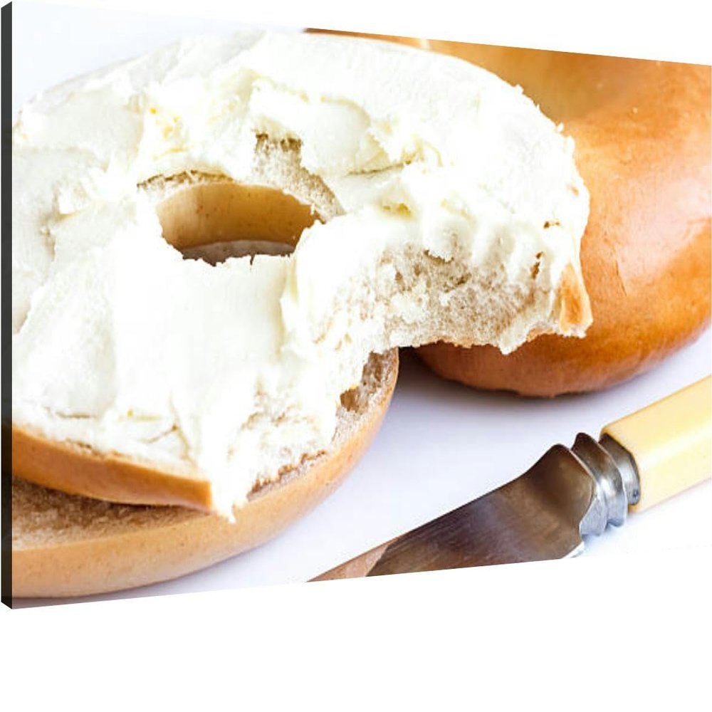 Canvas Wall Art for Living Room Bedroom Bagel cream cheese spread Big Large Wall Art Decor Framed Painting Wall Pictures Prints Artwork Office