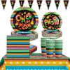 202 Cinco De Mayo Party Decorations Serve50, Fiesta Mexican Party Supplies Tablecloth Banner Disposable Paper Plates Cocktail Napkins Cups for Let's Fiesta Taco Tuesday Table Decor Tableware Set view 1