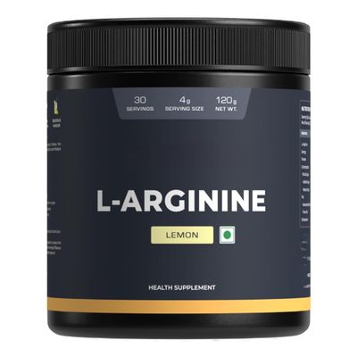 L-Arginine Supplement Lemon Flavor, Pre Workout Amino Acid for Endurance, Muscle Building & Help Muscle Recovery -120 Gm Powder