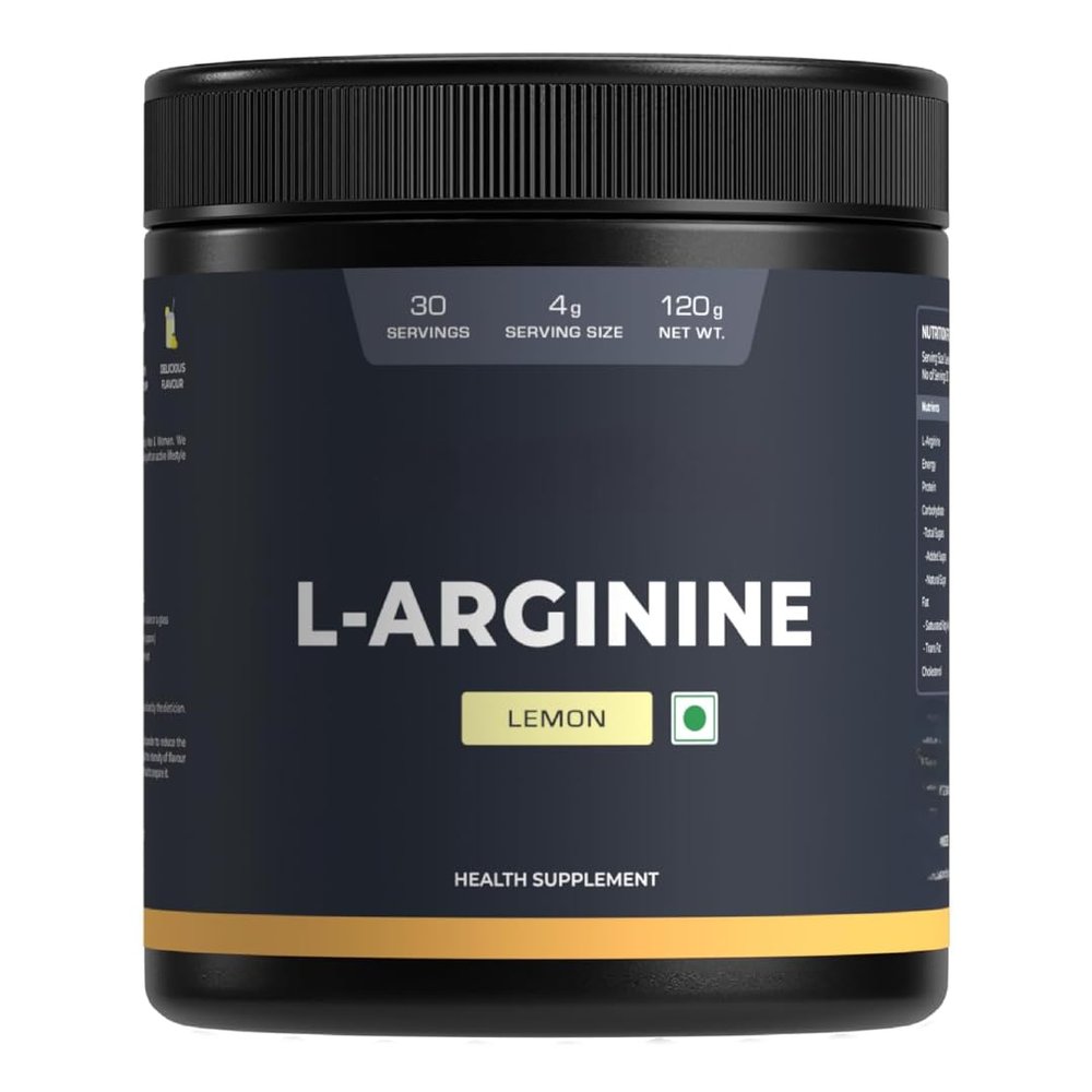 L-Arginine Supplement Lemon Flavor, Pre Workout Amino Acid for Endurance, Muscle Building & Help Muscle Recovery -120 Gm Powder