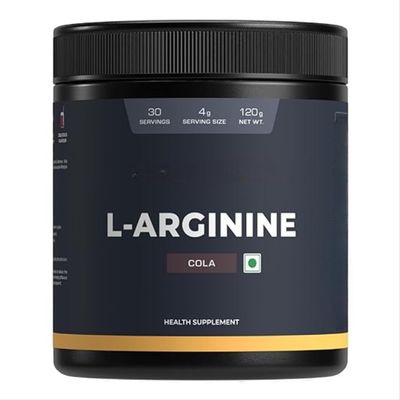 L-Arginine Supplement Cola Flavor, Pre Workout Amino Acid for Endurance, Muscle Building, Healthy Immune System Powder - 120g