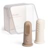 Moonkie Baby Toothbrush Finger Toothbrush Oral Cleaner Kit for 3 Months +, 2 Pcs Small (Warm Taupe/Ivory) view 1