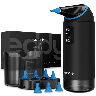 Auracle Ear Wax Removal - Eddy Ear Cleaner, Ear Cleaning Kit With 4 Water Pressure Modes, Safe and Effective Ear Wax Cleaner w/ 8 Irrigation Tips, Electric Ear Irrigator, 55dB Quite, IP65 Shower Ready