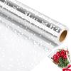 100 ftx34 in Extra Wide Clear Cellophane Wrap Roll | 2.5 Mil Thick Transparent Plastic with White Snow Dots | Bouquet, Baskets, Gifts, Crafts, Treats, Wrapping | Food Grade (34" Fold into 17") view 1