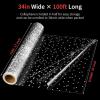 100 ftx34 in Extra Wide Clear Cellophane Wrap Roll | 2.5 Mil Thick Transparent Plastic with White Snow Dots | Bouquet, Baskets, Gifts, Crafts, Treats, Wrapping | Food Grade (34" Fold into 17") view 2
