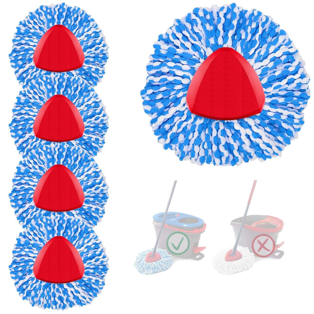 5 Pack Spin Mop Heads Replacement, RinseClean Spin Mop Refill Blue Compatible with O-Ceda 2 Tank System, Microfiber Mop Easy Cleaning Floor Head Mop for Floor Cleaning