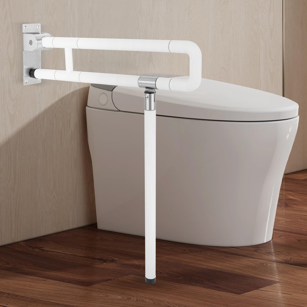 23.6 Inch Foldable Grab Bars,Handicap Grab Bars for Bathroom,Wall Mounted Toilet Safety Support for Handicap Elderly Seniors Disabled Mounted Bath Grips,Shower Bathroom Accessories,White