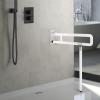 23.6 Inch Foldable Grab Bars,Handicap Grab Bars for Bathroom,Wall Mounted Toilet Safety Support for Handicap Elderly Seniors Disabled Mounted Bath Grips,Shower Bathroom Accessories,White view 2