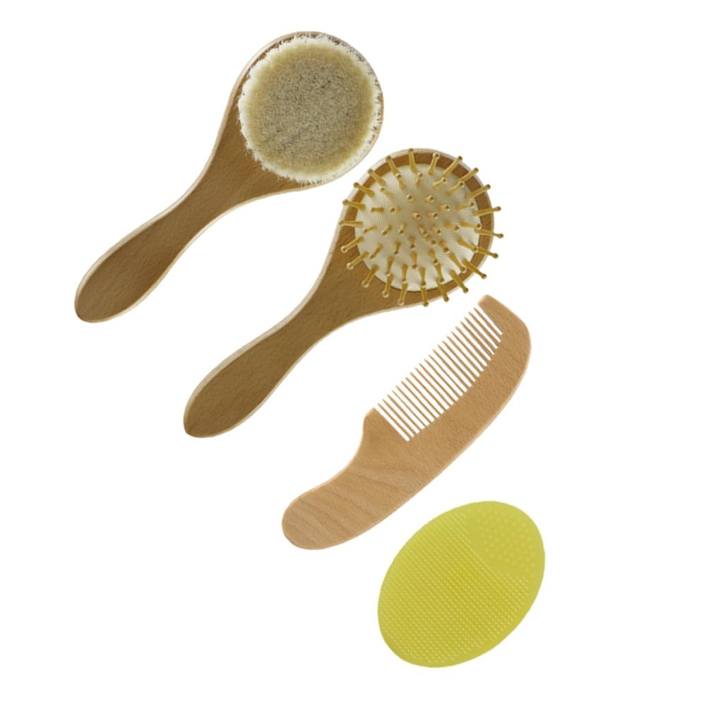 Ipetboom Newborn Hair Brush Natural Wool Brush Comb for Boys Shower Essentials Nursery Decor