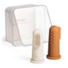 Moonkie Baby Toothbrush Finger Toothbrush Oral Cleaner Kit for 3 Months +, 2 Pcs Small (Clay/Ivory) view 1