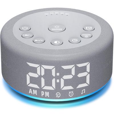 3 in 1 Sound Machine Alarm Clock Night Light White Noise Machine with 30 Sleeping Sounds for Baby Kids Adults 32 Level Volume Auto Off Timer Memory Function Digital Clock with 30 Wake Up Sounds