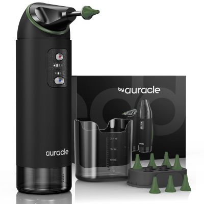 Auracle Ear Wax Removal - Eddy Ear Cleaner, Ear Cleaning Kit with 4 Water Pressure Modes, Safe and Effective Ear Wax Cleaner w/ 8 Irrigation Tips, Electric Ear Irrigator, 55dB Quite, IP65 (Green)