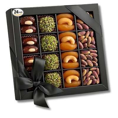 Andy Anand Chocolatier Gluten Free All Natural Truffles & Stuffed Dates Gift Box  Deliciously Healthy Embracing Nature's Goodness Perfect as Eid al Fitr Gift, Fresh flown from Turkey (24 Pcs 10.5 Oz)