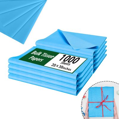 1000 Sheets Sky Blue Tissue Paper Bulk - Large 20 x 30 Inches Recyclable Wrapping Tissue Paper Bulk for Gift Bags Weddings Birthday Christmas Gift Wrapping DIY Project Crafts Decor