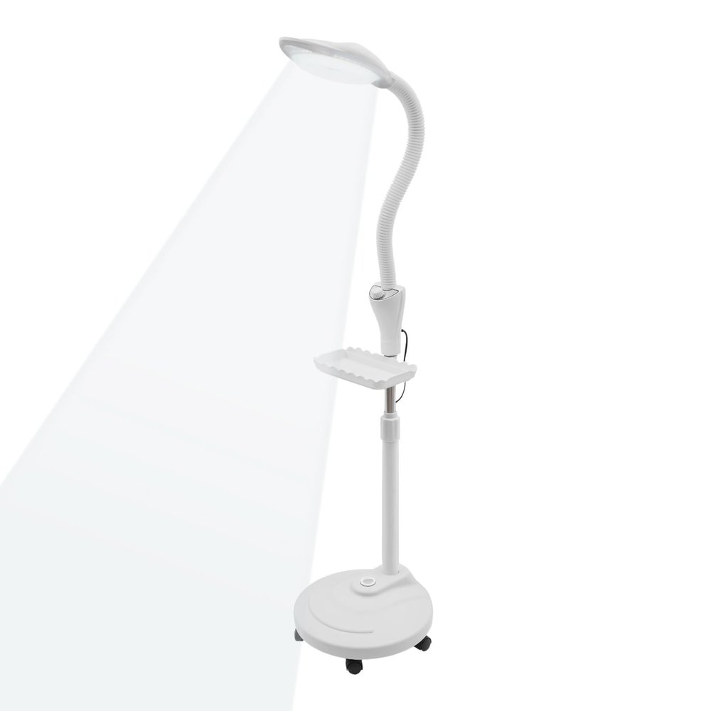 16X Magnifying Lamp LED Magnifier Light Glass Height Adjustable Floor Standing Magnifier Lash Lamp with Wheels Rolling Base for Esthetician Beauty Salon 110V