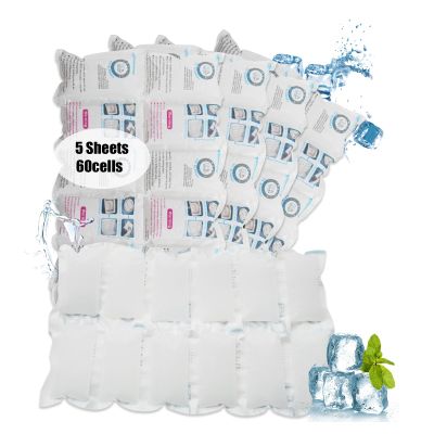 Dry Ice Packs for Shipping Frozen Food, No Smoke Effect, Shipping Ice Packs for Cooler/Lunch Box, Shipping Cold Pack Long Lasting, Reusable Gel Ice Freezer Packs for Cooler, Flexible, 5 Sheets-60Cell