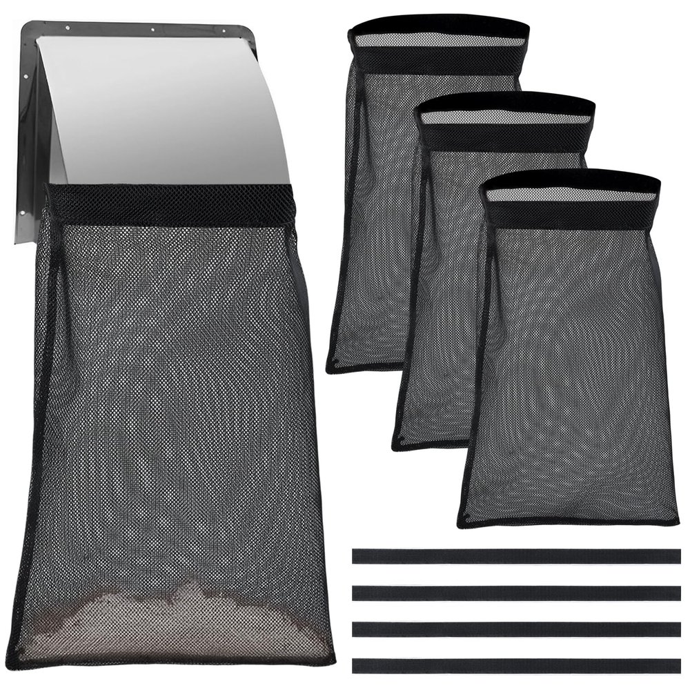 4 Pcs Quality Mesh Cloth Dryer Vent Lint Catcher Bag with Adhesive Stripe, Multi-Purpose Wear Resistance Reusable Dust Filter Bag, Easy Installation Dust Traps for Outdoor Dryer Vents