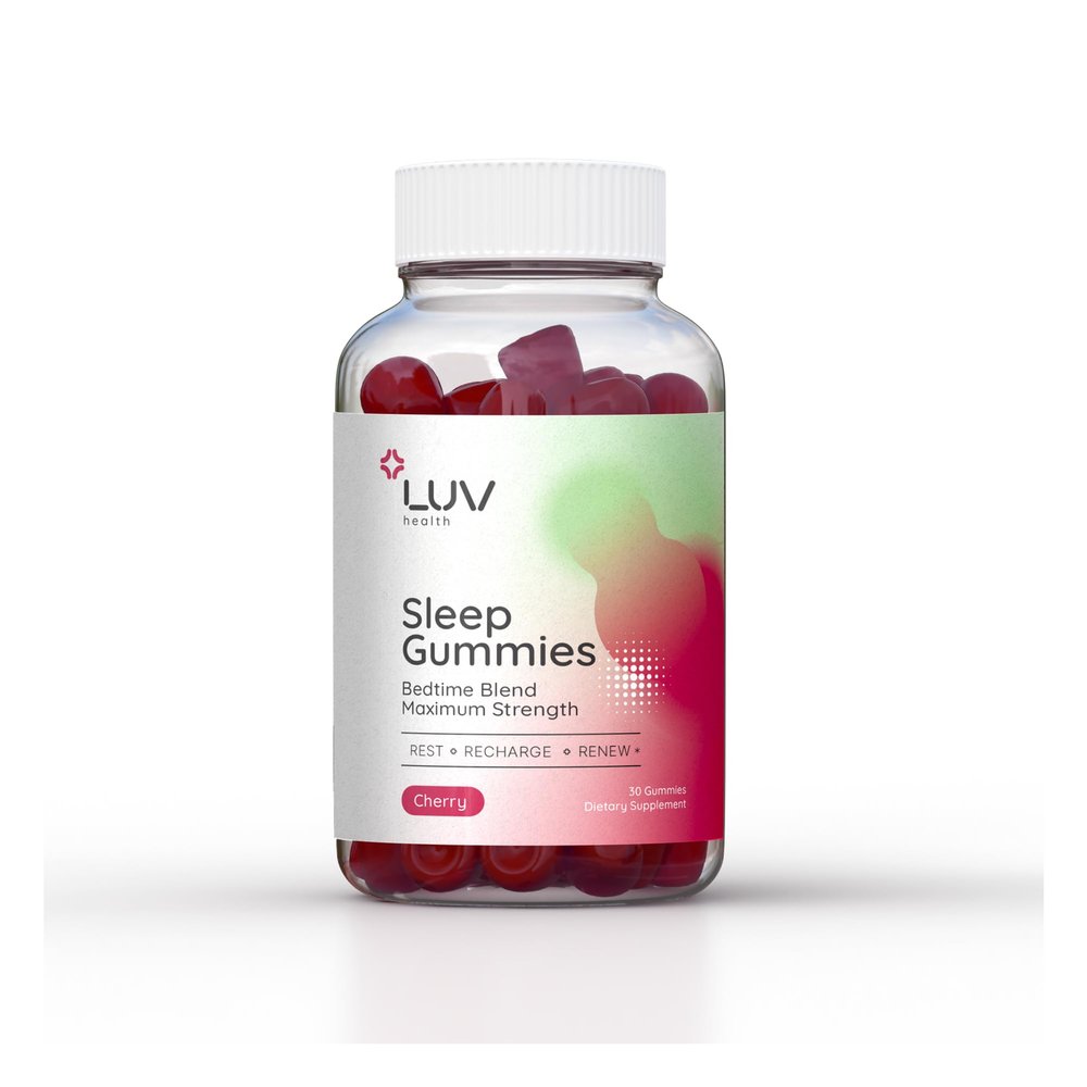 LUV health Sleep Gummies  Natural Sleep Aid with Magnesium, L-Theanine, Melatonin, Chamomile & Tart Cherry  Vegan, Non-GMO, Gluten-Free, Sleep Support Supplement, 30ct