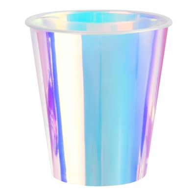AimFun 25 Iridescent Plastic Cups Holographic Clear Party Cups 12oz Rainbow Disposable Cups for Bachelorette Birthday Wedding Mermaid Party Beverage Drinkware Supplies (25, 12oz)